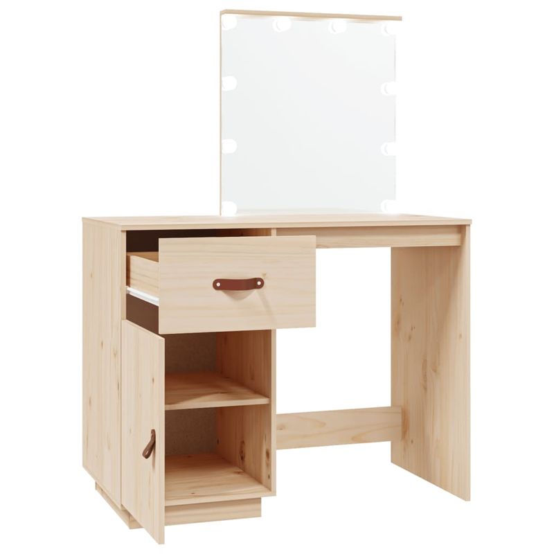 Casa si Gradina - Mobilier - Comode si corpuri - Masute de toaleta - Masuta de toaleta cu LED, 95x50x133,5 cm, lemn masiv pin - Infinity.ro