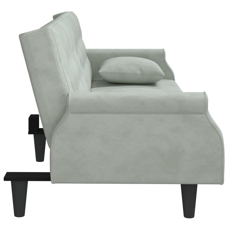 Casa si Gradina - Mobilier - Canapele si coltare - Canapele - Canapea extensibila cu cotiere, gri deschis, catifea - Infinity.ro