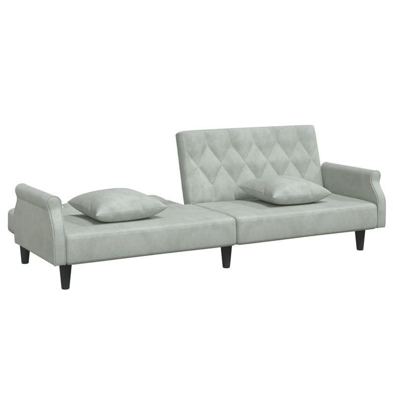 Casa si Gradina - Mobilier - Canapele si coltare - Canapele - Canapea extensibila cu cotiere, gri deschis, catifea - Infinity.ro