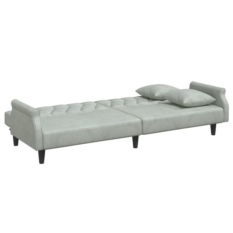 Casa si Gradina - Mobilier - Canapele si coltare - Canapele - Canapea extensibila cu cotiere, gri deschis, catifea - Infinity.ro