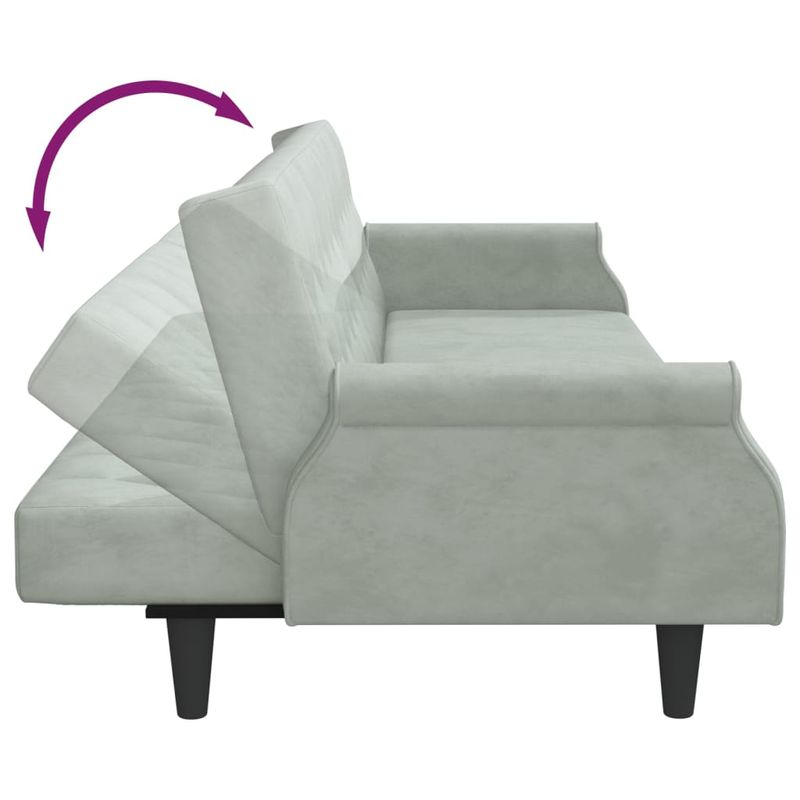 Casa si Gradina - Mobilier - Canapele si coltare - Canapele - Canapea extensibila cu cotiere, gri deschis, catifea - Infinity.ro