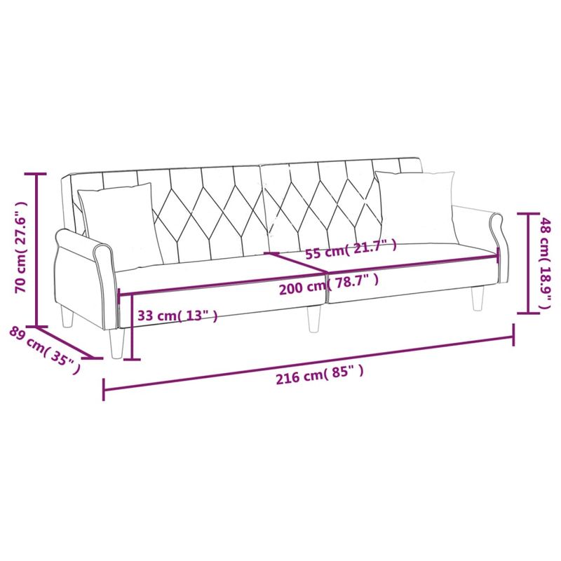 Casa si Gradina - Mobilier - Canapele si coltare - Canapele - Canapea extensibila cu cotiere, gri deschis, catifea - Infinity.ro