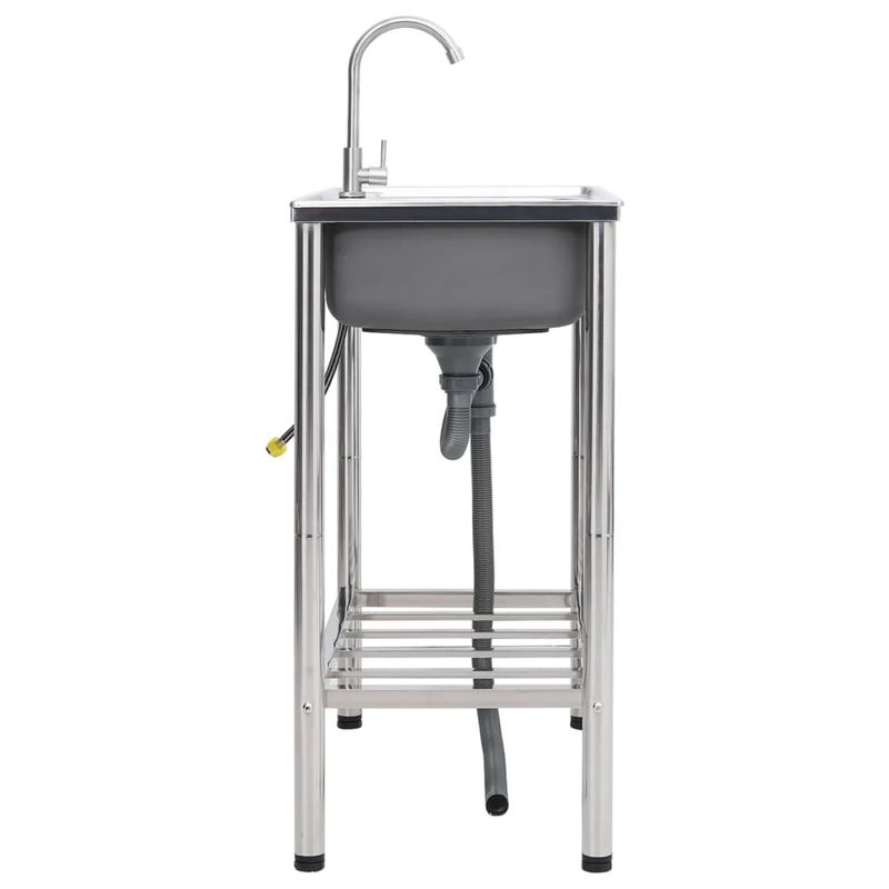 Casa si Gradina - Sanitare - Chiuveta bucatarie si accesorii - Chiuvete bucatarie - Chiuveta de camping cu o cuva, cuva dubla, cu robinet, otel inoxidabil, mărime 76x42x18.5 cm - Infinity.ro