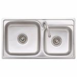 Casa si Gradina - Sanitare - Chiuveta bucatarie si accesorii - Chiuvete bucatarie - Chiuveta de camping cu o cuva, cuva dubla, cu robinet, otel inoxidabil, mărime 76x42x18.5 cm - Infinity.ro