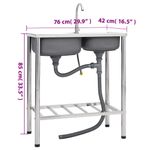 Casa si Gradina - Sanitare - Chiuveta bucatarie si accesorii - Chiuvete bucatarie - Chiuveta de camping cu o cuva, cuva dubla, cu robinet, otel inoxidabil, mărime 76x42x18.5 cm - Infinity.ro