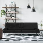 Casa si Gradina - Mobilier - Canapele si coltare - Canapele - Canapea extensibila cu suporturi pahare, negru, piele ecologica - Infinity.ro