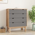 Casa si Gradina - Mobilier - Comode si corpuri - Comode - Dulap cu sertar "OTTA", maro/gri, 76,5x39,5x90 cm, lemn masiv pin - Infinity.ro