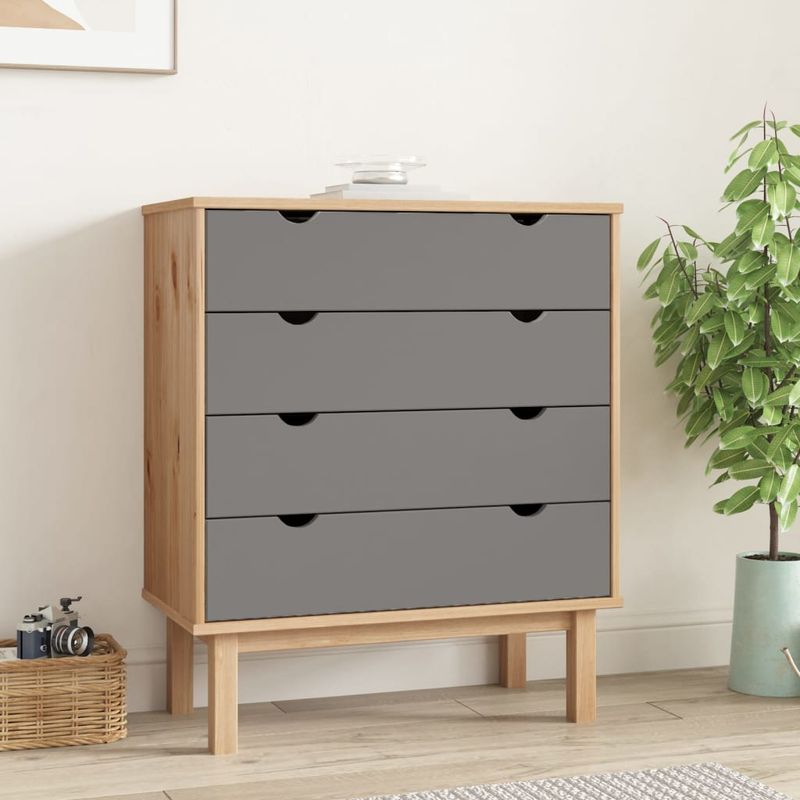 Casa si Gradina - Mobilier - Comode si corpuri - Comode - Dulap cu sertar "OTTA", maro/gri, 76,5x39,5x90 cm, lemn masiv pin - Infinity.ro