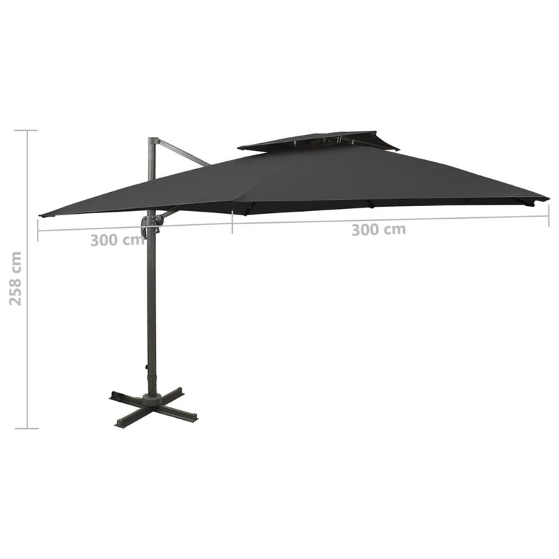 Casa si Gradina - Gradina si terasa - Umbrele si pavilioane - Umbrele - Umbrela suspendata cu invelis dublu, negru, 300x300 cm - Infinity.ro