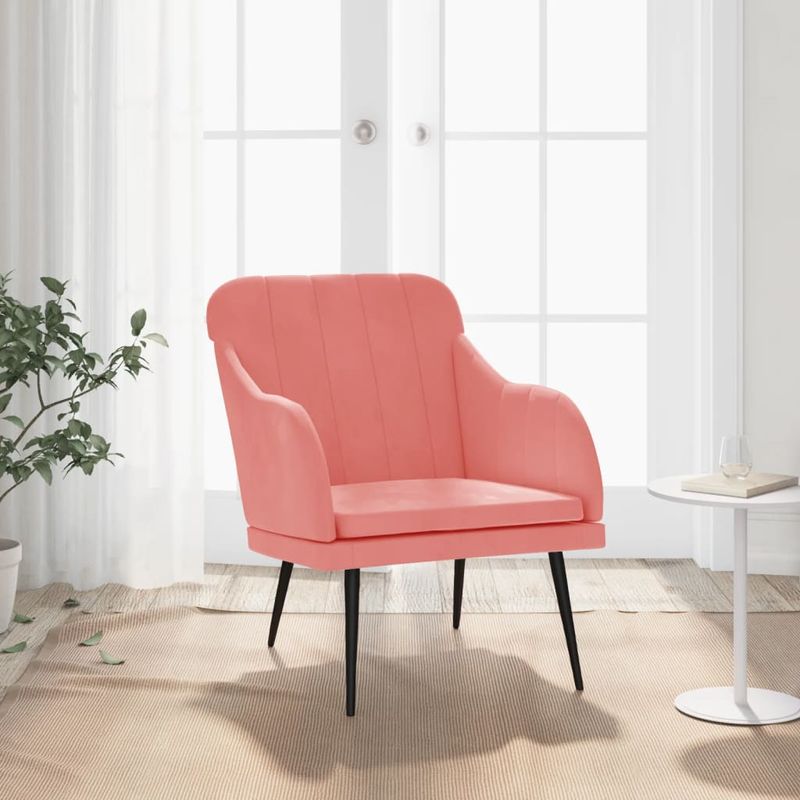 Casa si Gradina - Mobilier - Scaune si fotolii - Fotolii - Fotoliu, roz, 63x76x80 cm, catifea - Infinity.ro