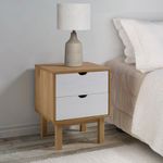 Casa si Gradina - Mobilier - Comode si corpuri - Noptiere - Dulap noptiera "OTTA", maro/alb, 45x39x57 cm, lemn masiv pin - Infinity.ro