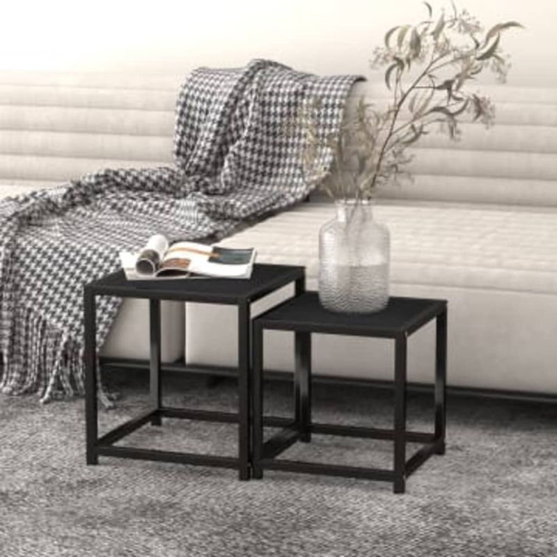 Casa si Gradina - Mobilier - Mese si birouri - Masute de cafea - Mese de ceai, 2 buc., negru, MDF - Infinity.ro