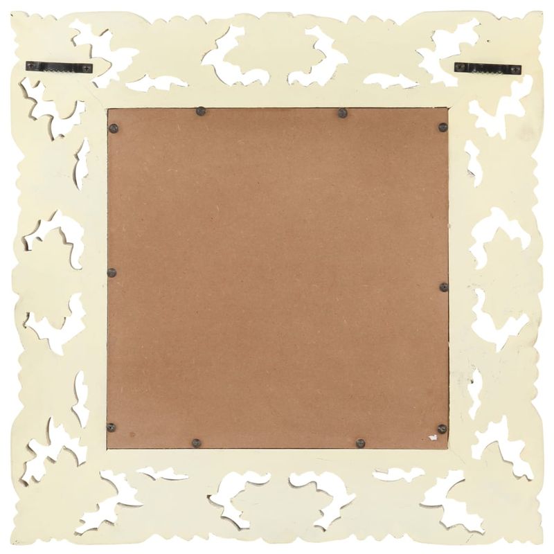 Casa si Gradina - Decoratiuni - Oglinzi - Oglinda sculptata manual, alb, 50x50 cm, lemn masiv mango - Infinity.ro