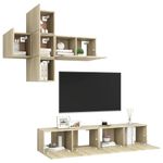 Casa si Gradina - Mobilier - Seturi de mobilier - Seturi living - Set dulapuri TV, 7 piese, stejar sonoma, lemn prelucrat - Infinity.ro