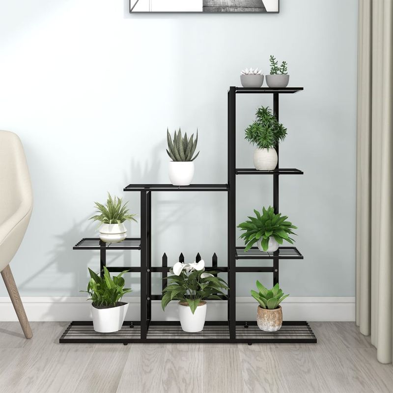 Casa si Gradina - Gradinarit si plante - Plante si ghivece - Ghivece si suporturi - Suport pentru flori, 94,5x25x88 cm, negru, metal - Infinity.ro