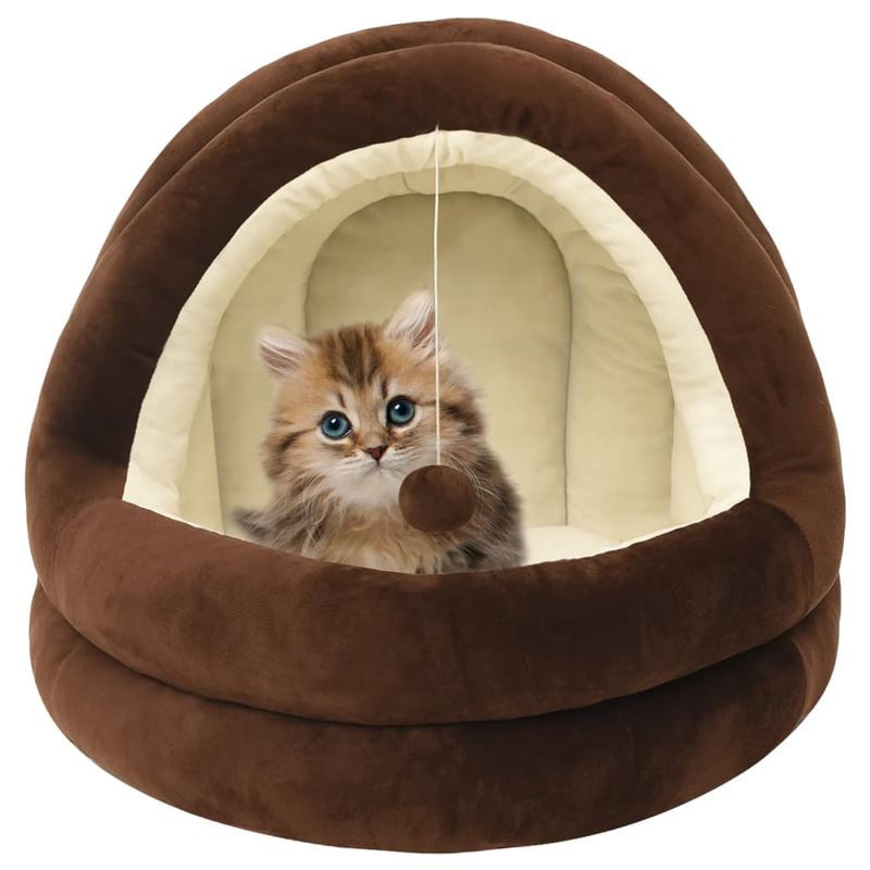 Petshop - Accesorii petshop - Culcusuri si custi - Culcusuri si saltele - Pat pentru pisici, maro si crem, 40x40x35 cm - Infinity.ro
