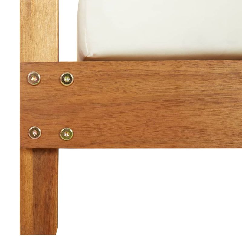 Casa si Gradina - Gradina si terasa - Mobilier exterior - Scaune si sezlonguri gradina - Sezlong dublu cu perdele și perne, lemn masiv de acacia, alb crem - Infinity.ro