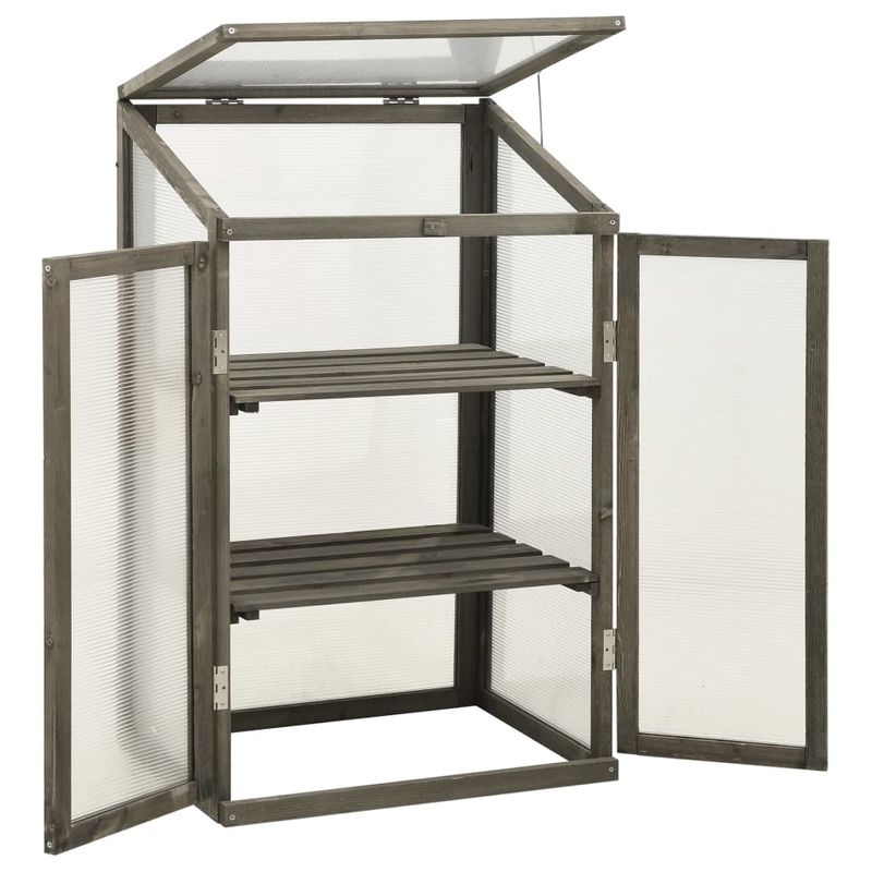 Casa si Gradina - Gradinarit si plante - Sere si solarii - Seră, 60 x 45 x 100 cm, lemn de brad, gri - Infinity.ro