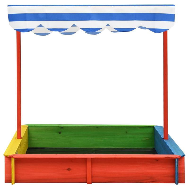 Jucarii, Copii si Bebe - Jucarii si jocuri - Jucarii de exterior - Casute si corturi copii - Cutie de nisip cu acoperis ajustabil, multicolor lemn brad UV50 - Infinity.ro