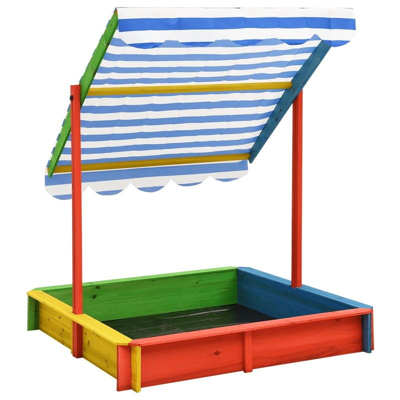 Jucarii, Copii si Bebe - Jucarii si jocuri - Jucarii de exterior - Casute si corturi copii - Cutie de nisip cu acoperis ajustabil, multicolor lemn brad UV50 - Infinity.ro