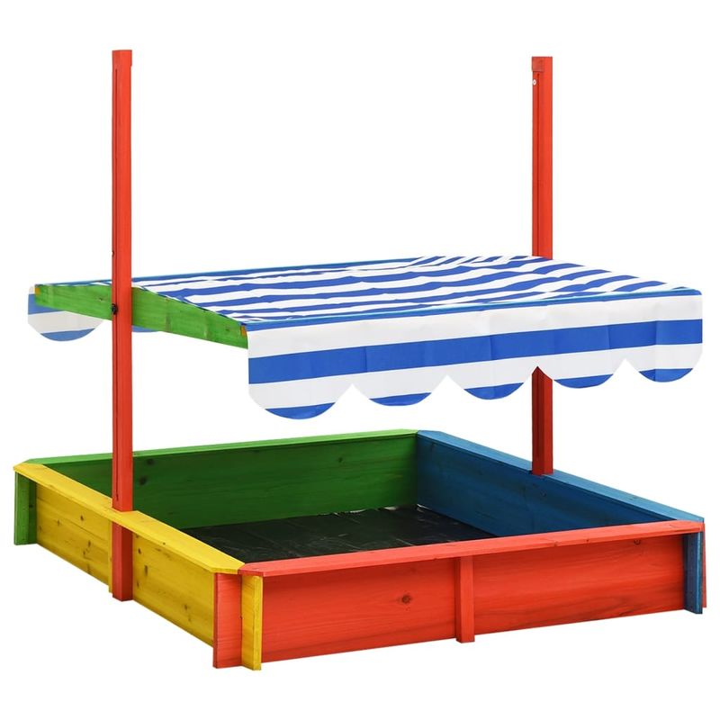 Jucarii, Copii si Bebe - Jucarii si jocuri - Jucarii de exterior - Casute si corturi copii - Cutie de nisip cu acoperis ajustabil, multicolor lemn brad UV50 - Infinity.ro
