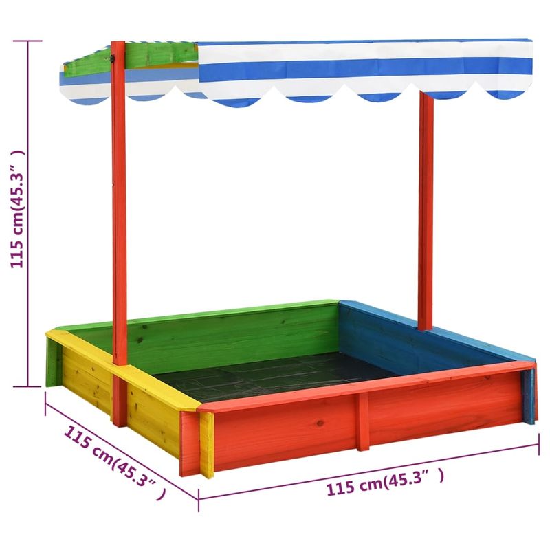 Jucarii, Copii si Bebe - Jucarii si jocuri - Jucarii de exterior - Casute si corturi copii - Cutie de nisip cu acoperis ajustabil, multicolor lemn brad UV50 - Infinity.ro