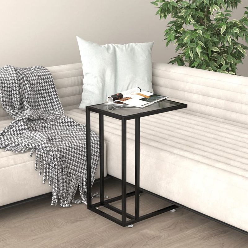 Casa si Gradina - Mobilier - Mese si birouri - Mese living - Masa laterala de calculator negru 50x35x65 cm sticla securizata - Infinity.ro
