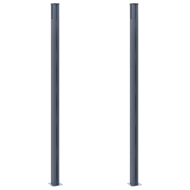 Casa si Gradina - Gradina si terasa - Garduri, panouri si accesorii - Stalpi de gard, 2 buc., gri inchis, 185 cm, aluminiu - Infinity.ro