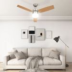 Casa si Gradina - Termice - Climatizare si ventilatie - Ventilator tavan cu iluminare/telecomanda, maro deschis, 108 cm - Infinity.ro