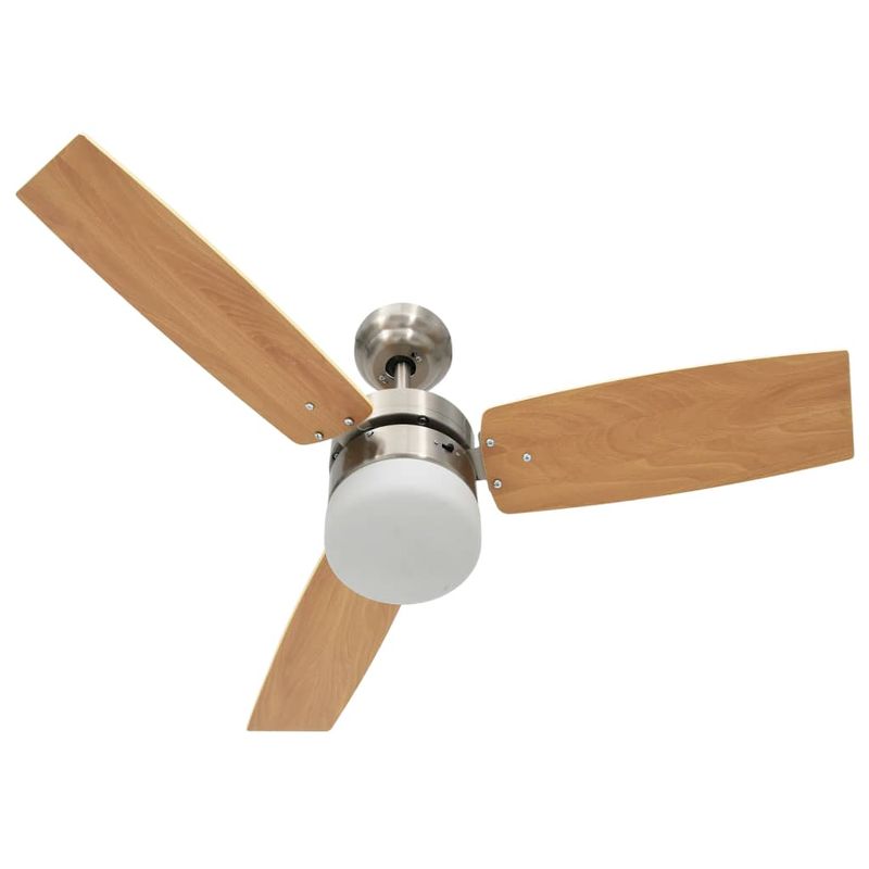 Casa si Gradina - Termice - Climatizare si ventilatie - Ventilator tavan cu iluminare/telecomanda, maro deschis, 108 cm - Infinity.ro