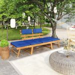 Casa si Gradina - Gradina si terasa - Mobilier exterior - Bancute de gradina - Banca de gradina cu perne 2-in-1, 190 cm, lemn masiv acacia, maro și albastru - Infinity.ro