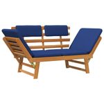 Casa si Gradina - Gradina si terasa - Mobilier exterior - Bancute de gradina - Banca de gradina cu perne 2-in-1, 190 cm, lemn masiv acacia, maro și albastru - Infinity.ro