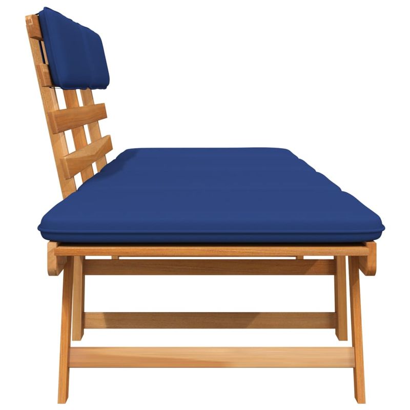 Casa si Gradina - Gradina si terasa - Mobilier exterior - Bancute de gradina - Banca de gradina cu perne 2-in-1, 190 cm, lemn masiv acacia, maro și albastru - Infinity.ro