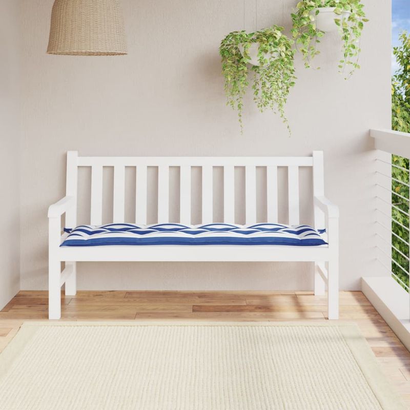 Casa si Gradina - Gradina si terasa - Mobilier exterior - Perne decorative exterior - Perna de banca de gradina dungi albastre si albe 150x50x7 cm textil oxford - Infinity.ro