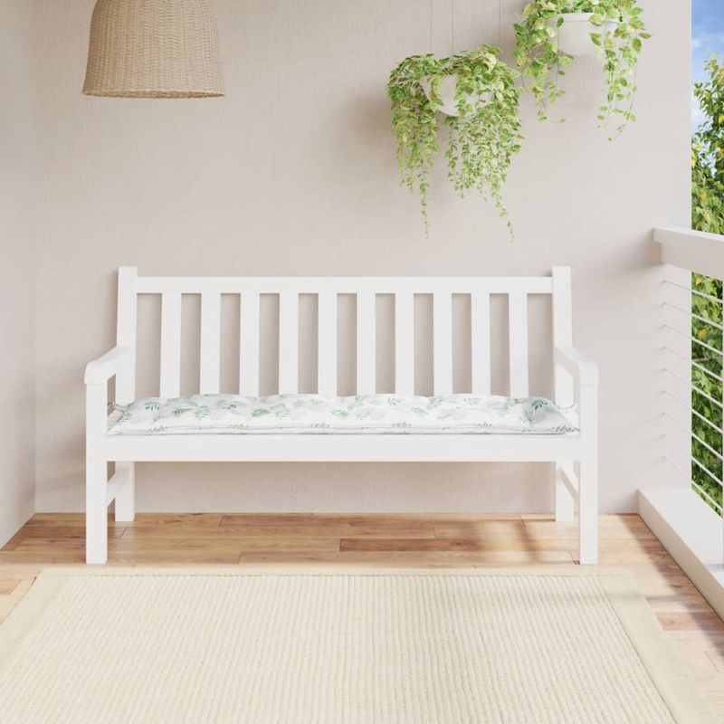 Casa si Gradina - Gradina si terasa - Mobilier exterior - Perne decorative exterior - Perna de banca de gradina, 150x50x7 cm, textil oxford, alb și verde - Infinity.ro