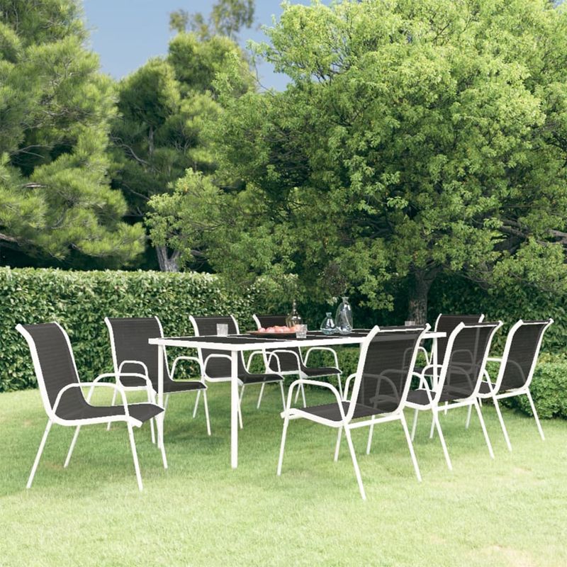 Casa si Gradina - Gradina si terasa - Mobilier exterior - Seturi mobila gradina - Set mobilier de exterior, 9 piese, negru, otel - Infinity.ro