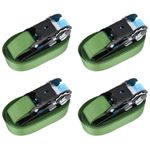 Casa si Gradina - Constructii - Feronerie si accesorii - Sfoara si lanturi - Chingi de fixare cu clichet, 4 buc., verde, 6 m, 800 daN - Infinity.ro