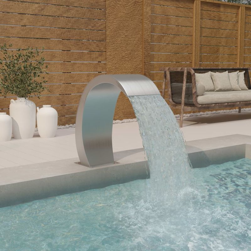Casa si Gradina - Gradina si terasa - Decoratiuni exterior - Ornamente gradina - Fantana de piscina cu LED, 22x60x70 cm, otel inoxidabil 304, model cu led-uri - Infinity.ro