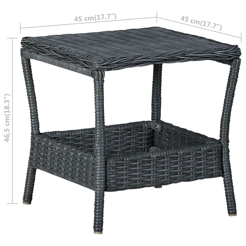 Casa si Gradina - Gradina si terasa - Mobilier exterior - Mese gradina - Masa de gradina, gri inchis, 45 x 45 x 46,5 cm, poliratan - Infinity.ro