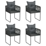 Casa si Gradina - Gradina si terasa - Mobilier exterior - Scaune si sezlonguri gradina - Scaune de exterior cu perne, 4 buc., negru, poliratan - Infinity.ro