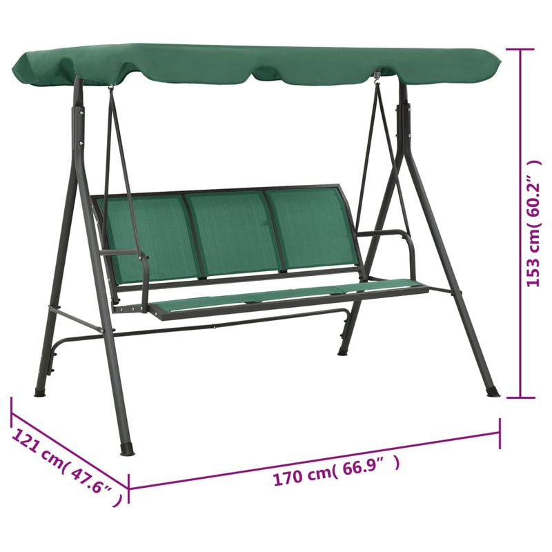 Casa si Gradina - Gradina si terasa - Balansoare si hamace - Balansoare - Balansoar de gradina cu copertina, verde, 170 cm, textilena si otel - Infinity.ro