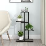 Casa si Gradina - Gradinarit si plante - Plante si ghivece - Ghivece si suporturi - Suport pentru flori cu 4 nivele, negru, 43x22x76 cm, metal - Infinity.ro