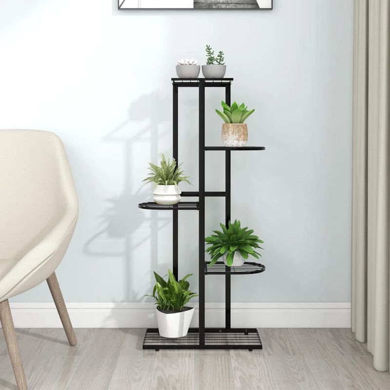 Casa si Gradina - Gradinarit si plante - Plante si ghivece - Ghivece si suporturi - Suport pentru flori cu 5 niveluri, negru, 43x22x98 cm, metal - Infinity.ro