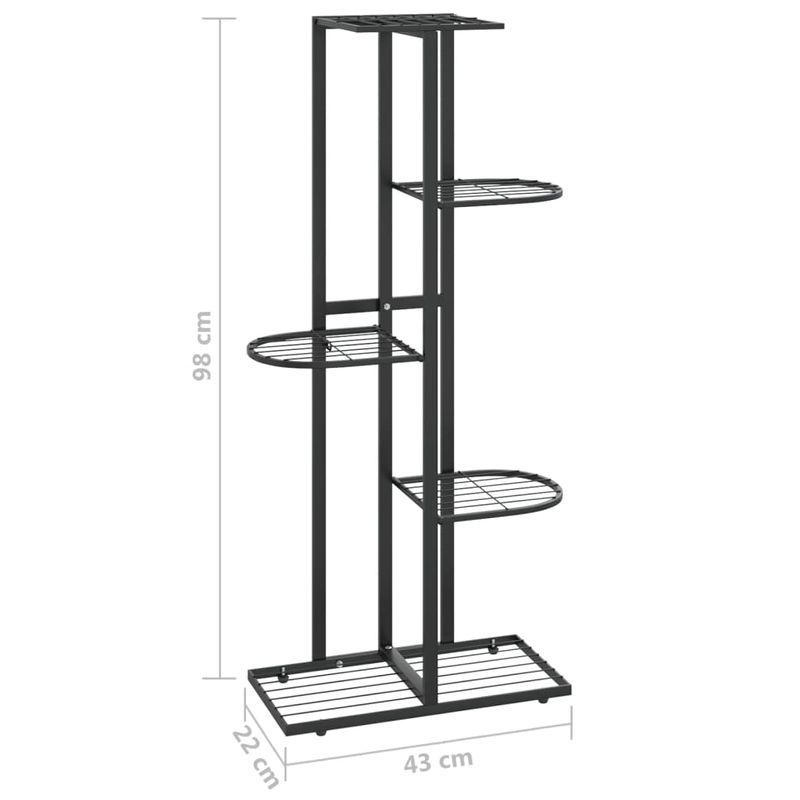 Casa si Gradina - Gradinarit si plante - Plante si ghivece - Ghivece si suporturi - Suport pentru flori cu 5 niveluri, negru, 43x22x98 cm, metal - Infinity.ro