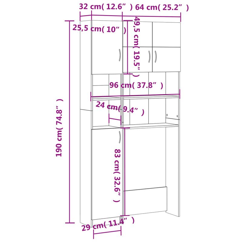 Casa si Gradina - Mobilier - Dulapuri si sifoniere - Dulapuri - Set dulap masina de spalat, alb, lemn prelucrat - Infinity.ro
