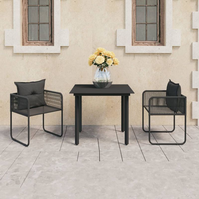 Casa si Gradina - Gradina si terasa - Mobilier exterior - Seturi mobila gradina - Set mobilier de masa pentru gradina, 3 piese, negru, ratan PVC - Infinity.ro