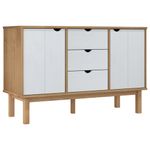 Casa si Gradina - Mobilier - Comode si corpuri - Comode - Servanta OTTA, maro si alb, 113,5x43x73 cm, lemn masiv de pin - Infinity.ro