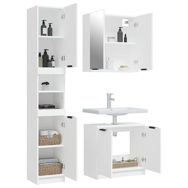 Casa si Gradina - Mobilier - Seturi de mobilier - Seturi baie - Set dulapuri de baie, 3 piese, alb, lemn prelucrat - Infinity.ro
