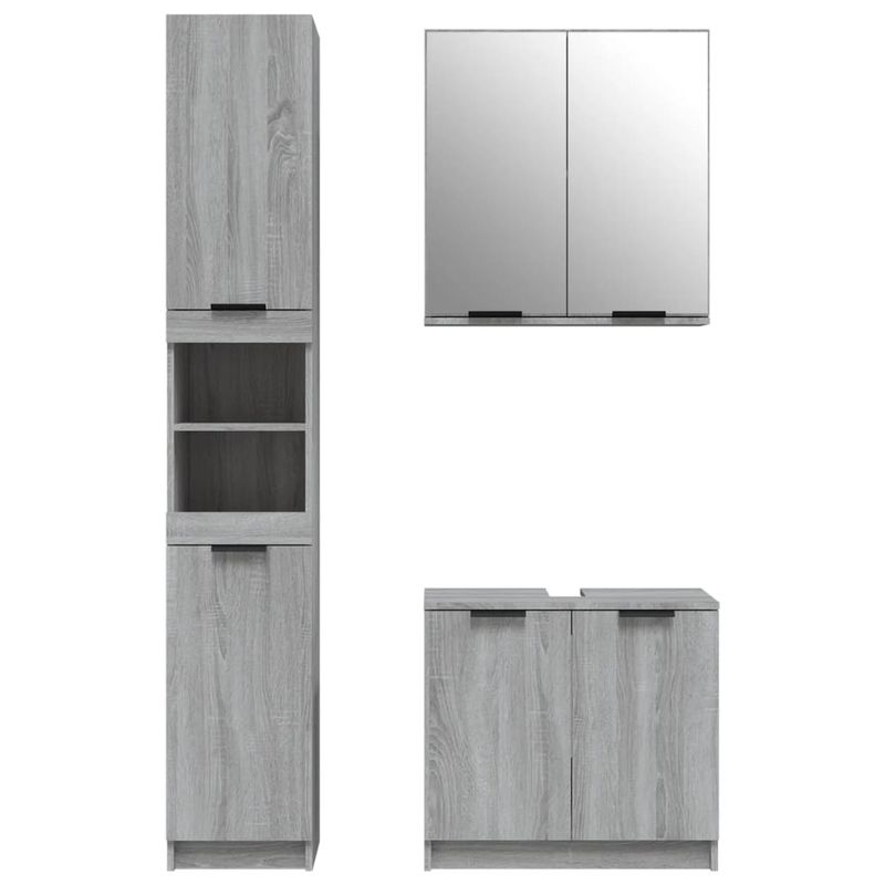 Casa si Gradina - Mobilier - Seturi de mobilier - Seturi baie - Set dulapuri de baie, 3 piese, gri sonoma, lemn prelucrat - Infinity.ro