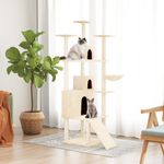 Petshop - Accesorii petshop - Jucarii animale - Ansambluri de joaca - Ansamblu de pisici cu stalpi din funie de sisal, crem, 175 cm - Infinity.ro